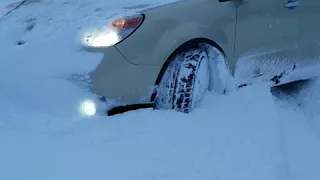 The Subaru Tribeca in deep Montana snow