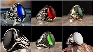 Turkish handmade men stone rings | men gold silver rings | my choice