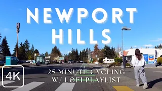 Bike Ride in Newport Hills, WA, Virtual Cycling | 25 Minute Stationary Bike Workout | LoFi Playlist