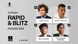 Superbet Rapid & Blitz Poland 2024: 1-Kun | Grand Chess Tour | Sky Chess JONLI EFIR.