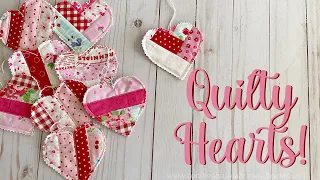 💕 Quilty Hearts Ornaments Tutorial! (Beginner friendly QAYG!)