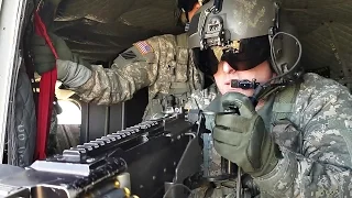 Aviation Gunnery Training – Helicopter Door Gunner Firing M240B Machine Guns