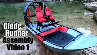 Glade Runner Assembly video 1,  RC 3D Printed 1:8 scale air boat by Black Crow