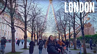 Sunset Walk London 4K HDR | Southbank, London Eye, Westminster to Vauxhall