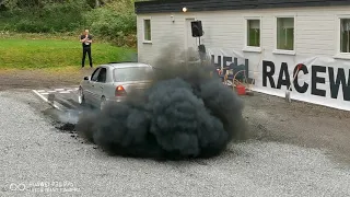 Mercedes om605 superturbo w202 burnout. blacksmoke