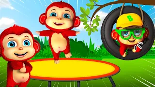 Five Little Monkeys Playground Song | Finger Family Song | Kindergarten Nursery Rhymes & Kids Songs