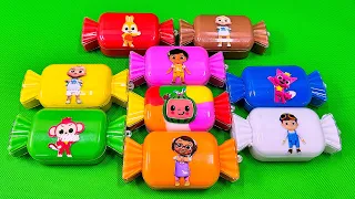 Mixing Rainbow CLAY with Pinkfong, Cocomelon, Hogi in Big Candy Coloring! Satisfying ASMR Videos