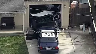 SAN JOSE PURSUIT STANDOFF:  Raw video of standoff with suspect who crashed into San Jose home during