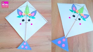 CUTE DIY Unicorn 🦄 Kite Making Tutorial |Patang | How To make Kite at home |DIY Kite- Art and Carfts