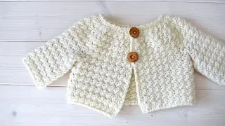 How to crochet a simple textured baby / children's cardigan - The Esme Cardigan