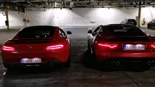 Jaguar f-type R VS Amg GT rev battle