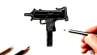 Как нарисовать Пистолет-пулемет Узи