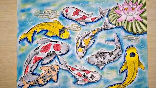 Gambar ikan koi | Speed Gambar | Crayon Greebel