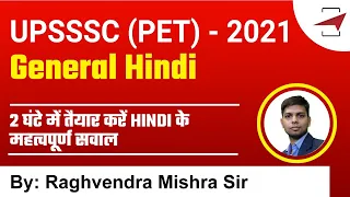 UPSSSC PET 2021 | Hindi | 2 घंटे में तैयार करें HINDI के महत्वपूर्ण सवाल | By Raghvendra Sir