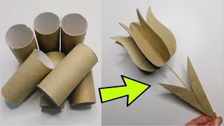 Fantastic Toilet Paper Roll Craft Idea / Easy Tulip DIY / Paper Flower Tutorial / Reuse And Recycle