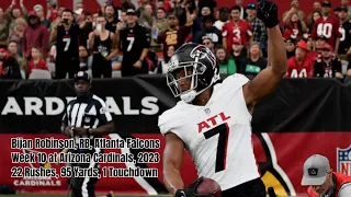 Bijan Robinson Week 10 Every Run, Target and Catch Atlanta Falcons at Arizona Cardinals NFL 2023