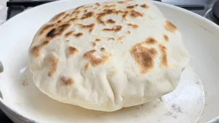 Pita Bread, Flat or Balloon Bread? Whatever you call it it's the most easy bread ever! (no oven)