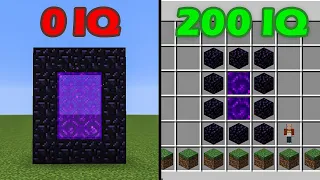 0 IQ vs 999 IQ create a nether portal