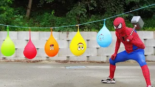 Spider Man Popping Water Balloons!