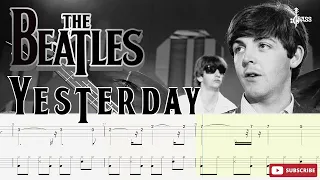 The Beatles - Yesterday (🔴Bass + Drum) By Paul McCartney & Ringo Starr #beatles_bass_tabs #basstabs