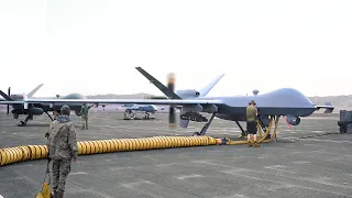 Gigantic US Attack Drone Prepares to Takeoff After Full Assembly