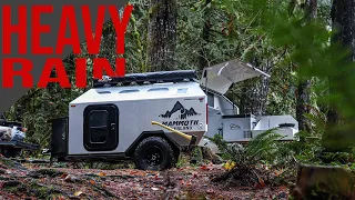 CAMPING in HEAVY RAIN (RIVER FLOOD WARNING) || Overlanding in the Pacific Northwest || Off the Grind