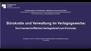 Bürokratie und Verwaltung im Verlagsgewerbe: Vom handschriftlichen Verlegerbrief zum Formular