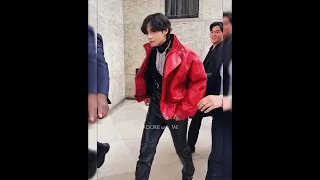 Taehyung wearing red jacket for Celine show ❤️😘#taehyung #parisfashionweek