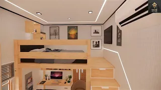 Comfortable loft Bed Idea for Tiny Rooms | Small Room Space Furniture Adjustment