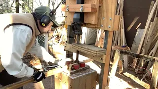 Woodworker Pounding Black Ash into Basketry Splint