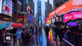 NYC RAINY Times Square Walk  🗽 Walking The Streets Of Manhattan