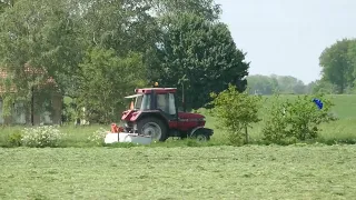 Case IH 4230 aan het maaien in Nijemirdum