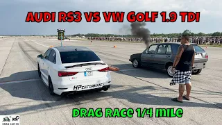 AUDI RS3 vs VW GOLF 1.9 TDI drag race 1/4 mile 🚦🚗 - 4K UHD