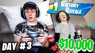 Last To Stop Playing Fortnite Wins $10,000 - Challenge vs LITTLE BROTHER!!