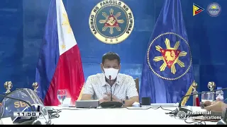 President Rodrigo Duterte talks to the nation on Monday night (Nov. 23, 2020).