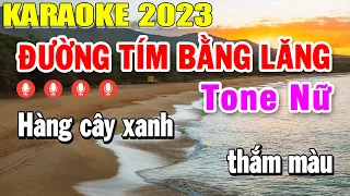 Đường Tím Bằng Lăng Karaoke Tone Nữ Nhạc Sống 2023 | Trọng Hiếu