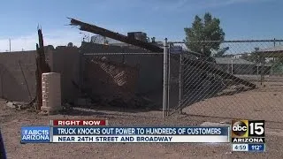 Truck knocks out power to hundreds of customers