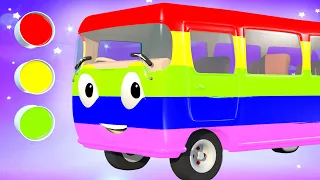 Kids Learn Color with Bus Paint - Finger Family & Nursery Rhymes Collection