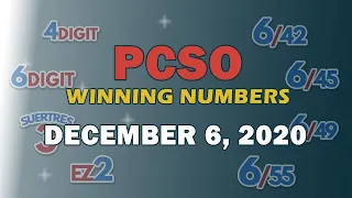 P265M Jackpot Superlotto 6/49, EZ2, Suertres, and Ultra Lotto 6/58 | December 6, 2020