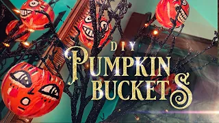 Halloween (Paper Mache Looking) Faux Pumpkin Bucket Ornaments - DIY Halloween Tree Decorations