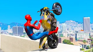 GTA 5 Spiderman Epic Jumps #40 - Spider-Man Stunts & Fails, Gameplay
