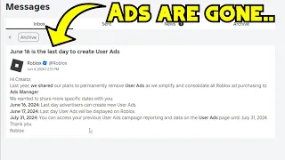 Roblox ads are being removed! (Officially).. (Roblox)