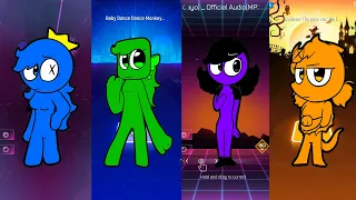 Rainbow Friends - Blue  Vs  Green  Vs  Purple  Vs  Orange | Tiles Hop  vs  Smash Color