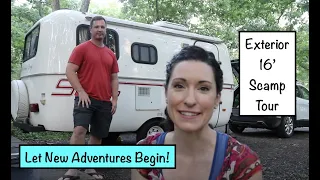 Scamp Tour // Part 2 // Exterior and Systems of Doris the 16 foot Fiberglass light weight RV Camper