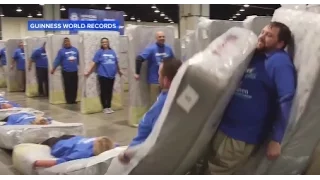 'Human Mattress Dominoes' World Record Broken