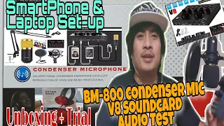 BM 800 Condenser Microphone w/ V8 Soundcard (Unboxing and Trial)