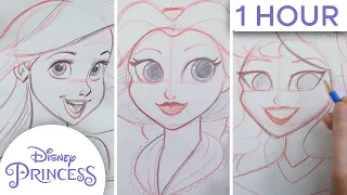 How to Draw Ariel, Jasmine, Aurora & More | Drawing Tutorial | Disney Princess