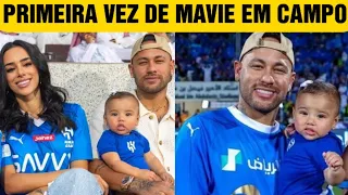 BRUNA BIANCARDI E NEYMAR LEVAM MAVIE PARA SEU PRIMEIRO JOGO DE FUTEBOL