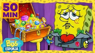 Bob Esponja | 50 minutos Momentos Mais Extravagantes na Fenda do Biquíni | Bob Esponja em Português