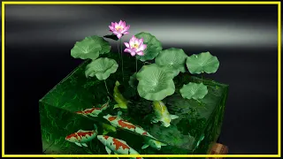 Epoxy Resin Diorama Scenery - Koi Carp and Lotus -with Creality HALOT-MAGE PRO